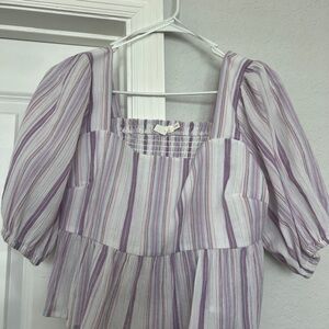 Striped Purple and White Women's Blouse